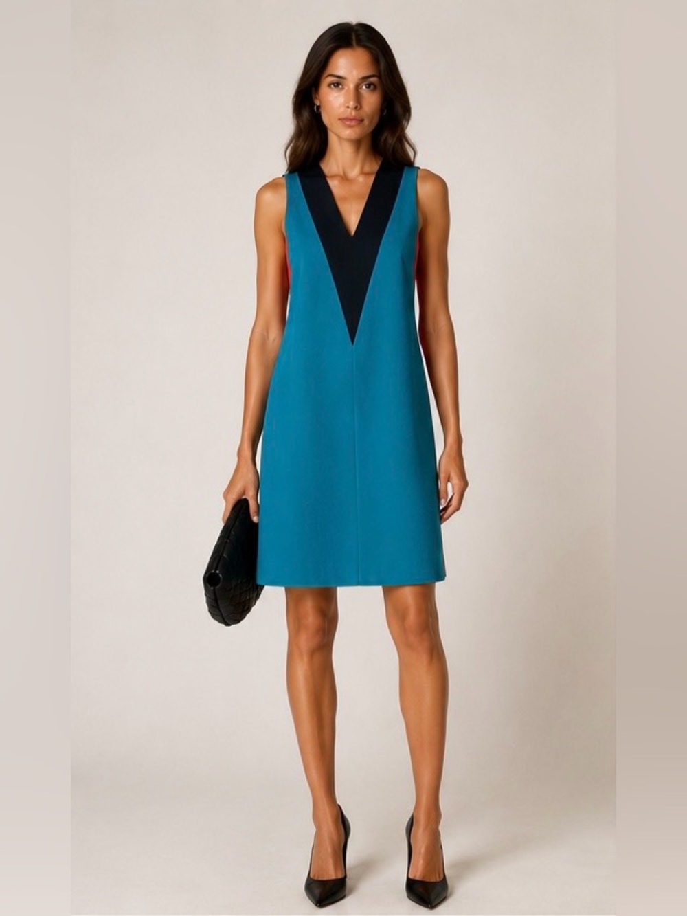 Bottega Veneta Colorblock Mini Shift Dress IT 38 Teal Black Red Size XS/S (2)